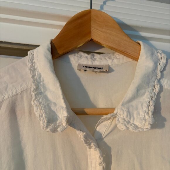 Zadig & Voltaire white long dress with skull button (size L) - Picture 3 of 5